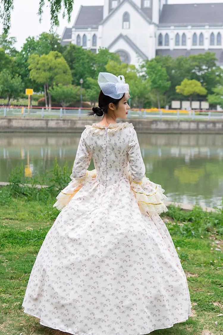 Champagne Medieval Court Cardigan Print Vintage Princess Lolita Victorian Dress