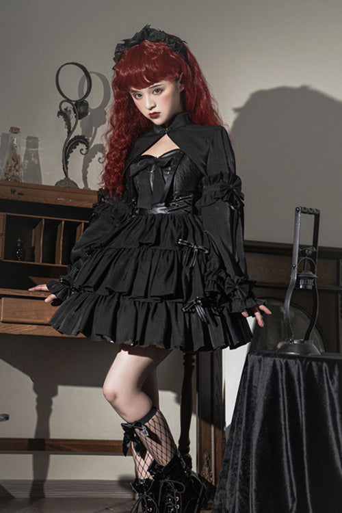Tiered Gothic Lolita JSK with Bowknot & Ruffles