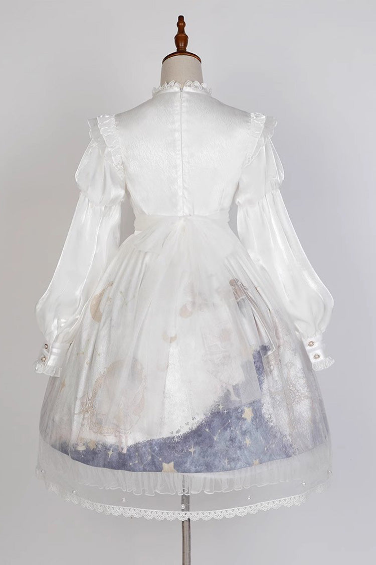 Multicolor Lantern Sleeve Print Ruffle Sweet Lolita JSK