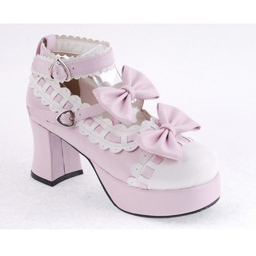 Blush Round Strap High-Heel Lolita Shoes
