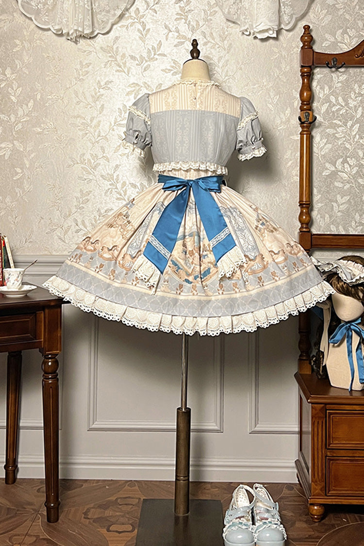 Fairy Tale Short-Sleeve Ruffle Bow Dress for Sweet Lolita - Two Tones