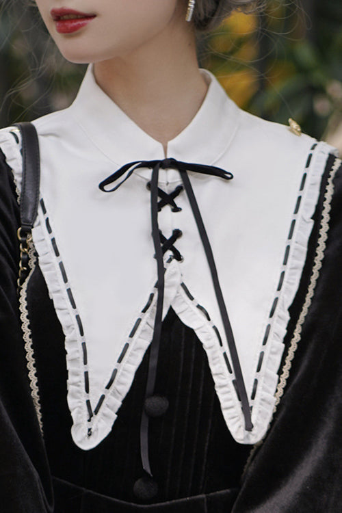 Ebony Velvet Classic Lolita One-Piece with Faux Collar