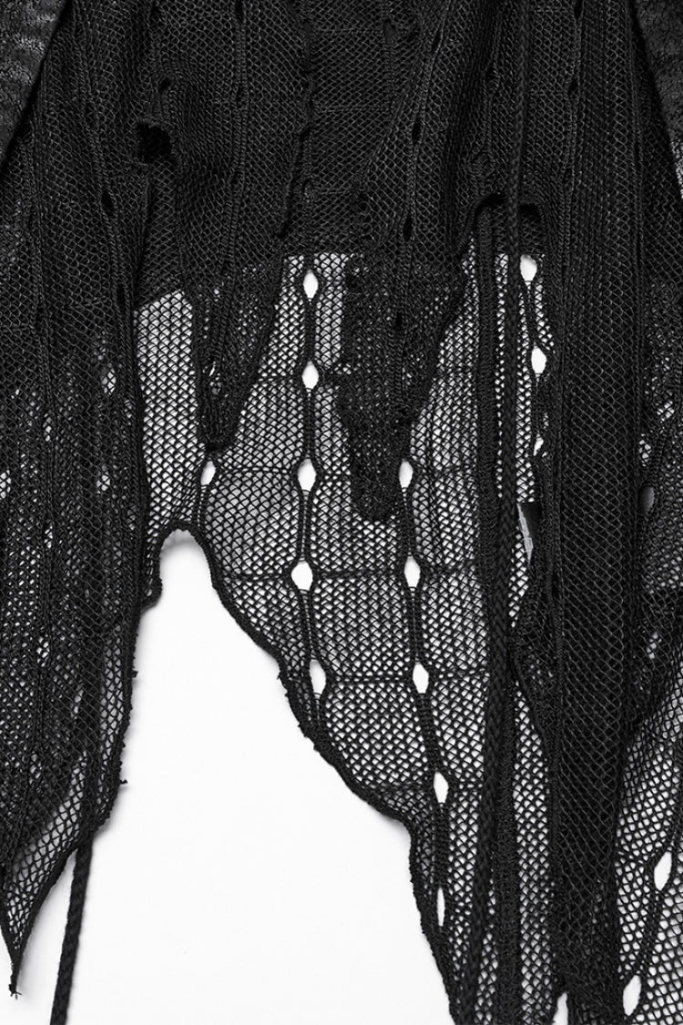 Nocturnal Lace-Up Mesh Sleeveless Gothic Waistcoat with V-Neck