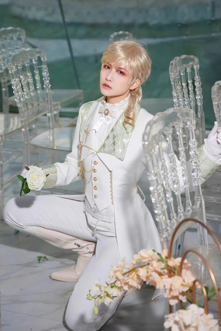 Ivory Vintage Ruffled High-Collar Prince Blouse with Long Sleeves - Eternal Rose Knight