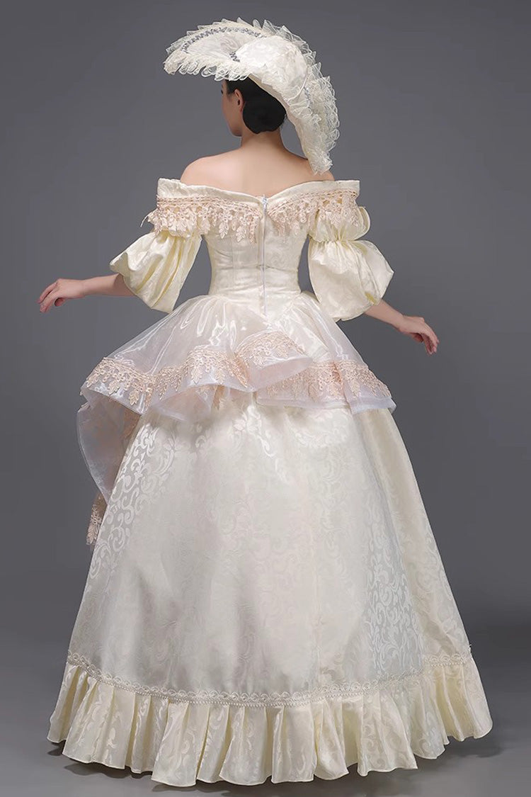 Champagne Ruffled Sweet Vintage Dress - Strapless Victorian