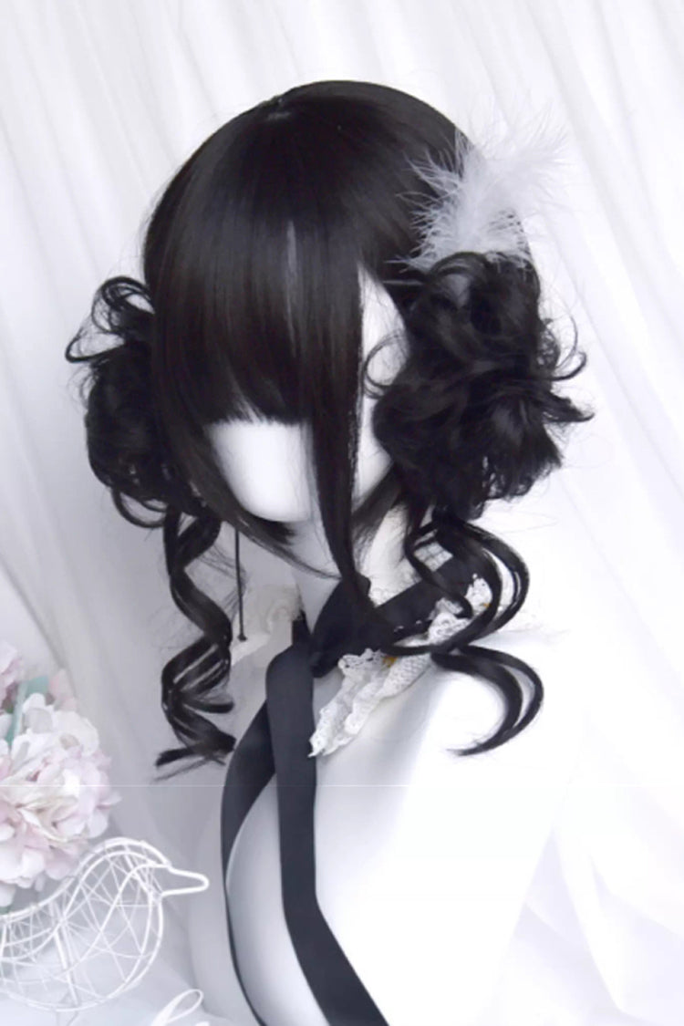 Fluffy Side Clip Lolita Wig with Dragon Whisker Bun, Chinese Style