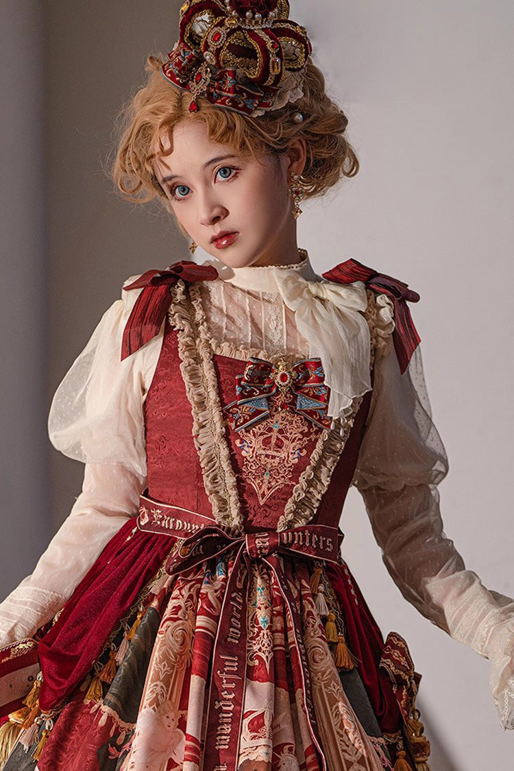 Cream Kaleidoscope Dreams Stand Collar Long Sleeve Frilled Sweet Lolita Blouse