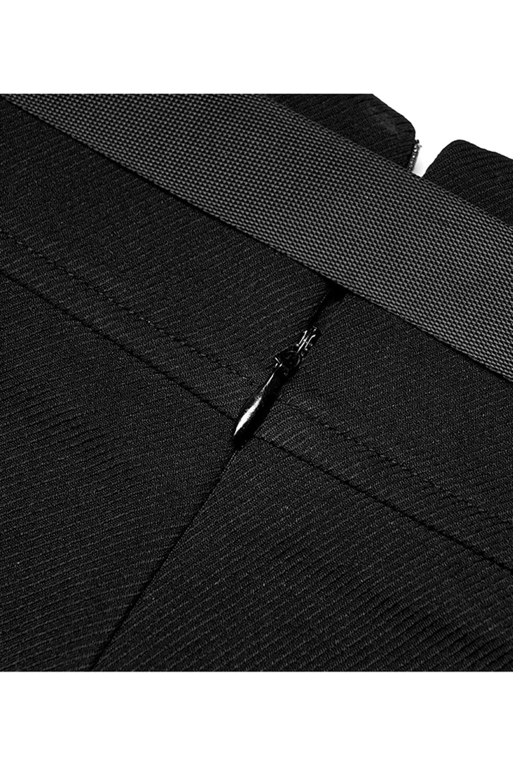 Punk Two-Piece Shorts with Cross Lamination Metal Crescent