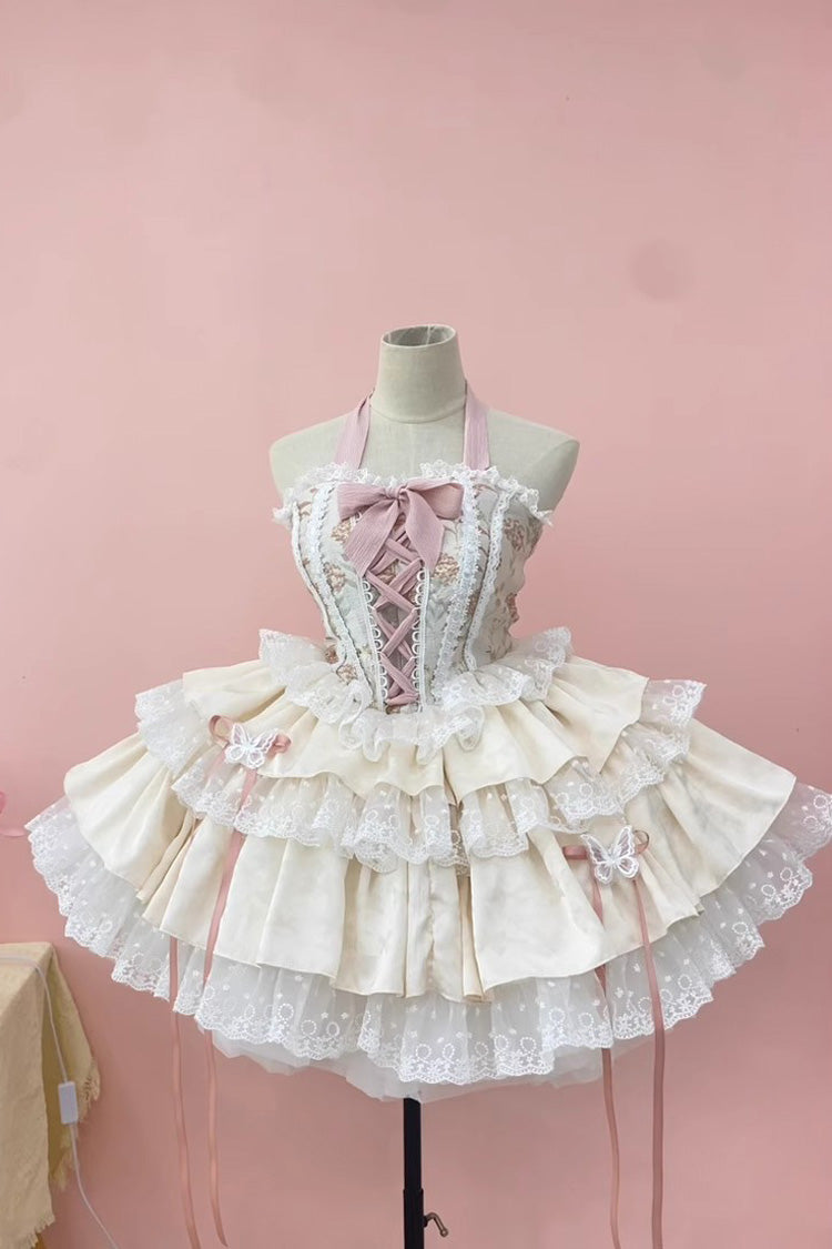 Ballet Lace Bowknot Sweet Lolita JSK Set - Multi-Layer Ruffled