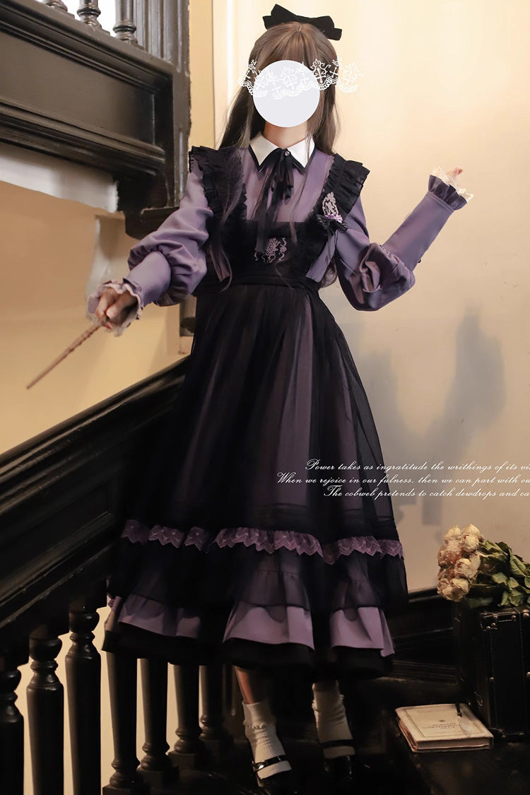 Black Embroidered Mesh Bow Sweet Elegant Jumper - Witch Academy