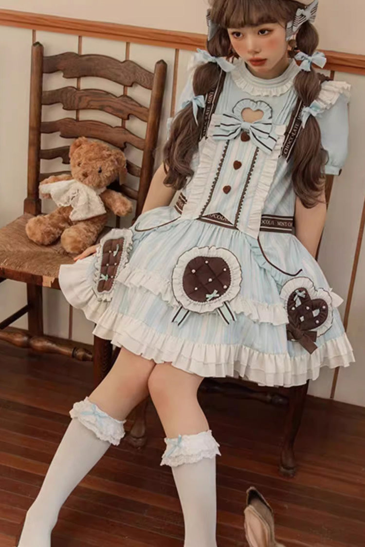 Sea Salt Cookies Short Sleeved Printed Ruffled Sweet Lolita Dress