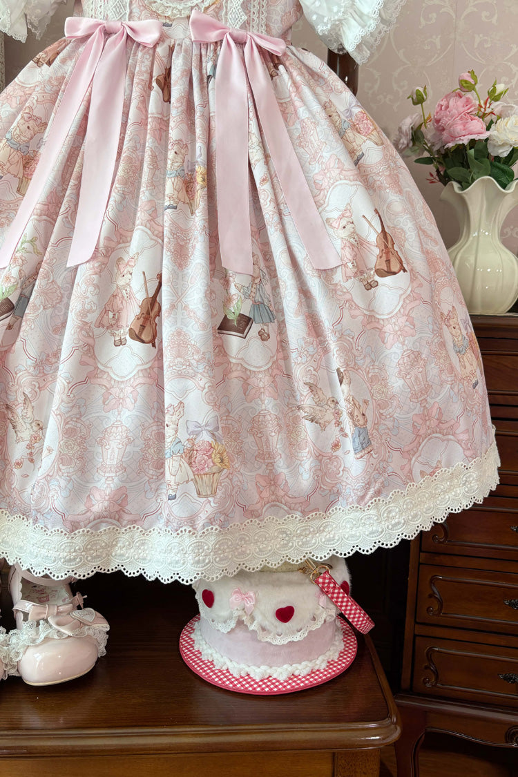 Sleeveless Printed Ruffled Embroidered Sweet Lolita JSK