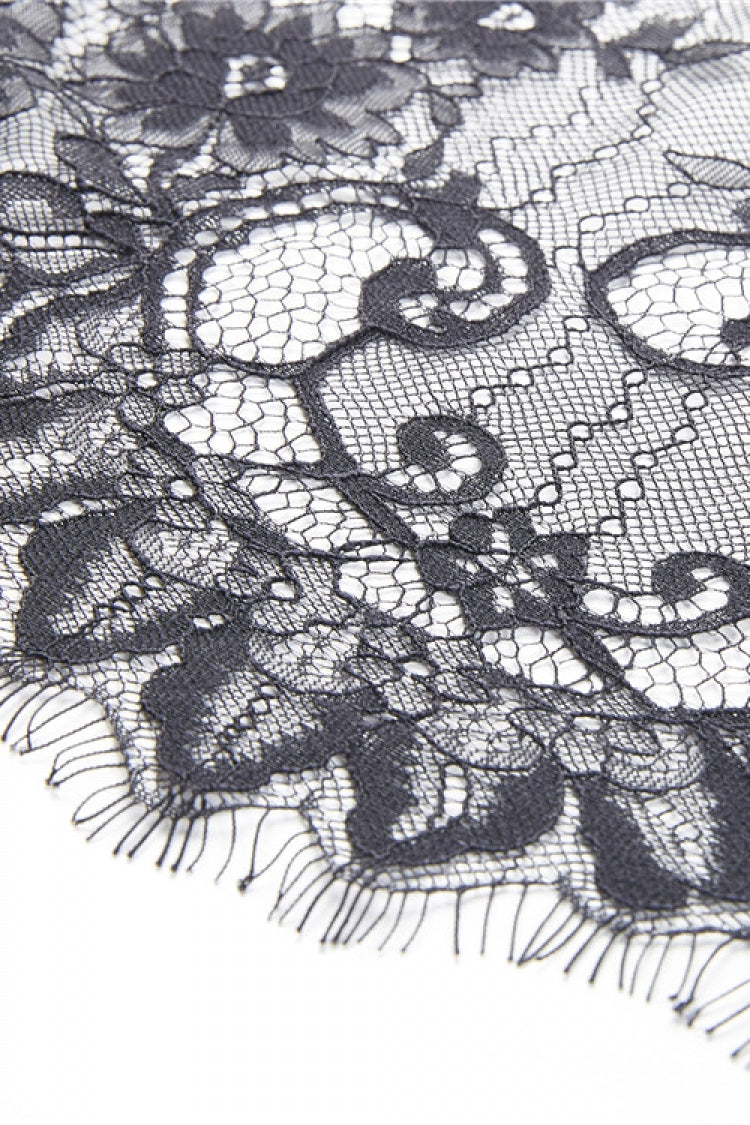 Sable Velour Lace-Trim Gothic Mermaid Skirt