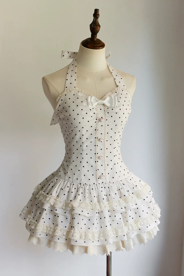 Halter Sleeveless Layered Ruffled Bow Sweet JSK - Summer Mint