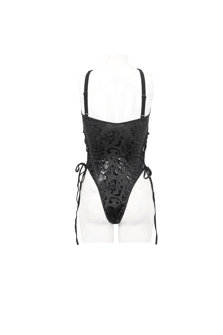 Mystic Print Cutout Strap One-Piece Gothic Swimsuit