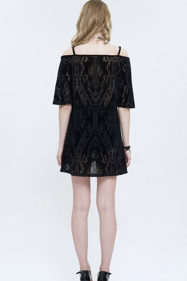 Print Front Long Back Slit Off-Shoulder Punk Dress