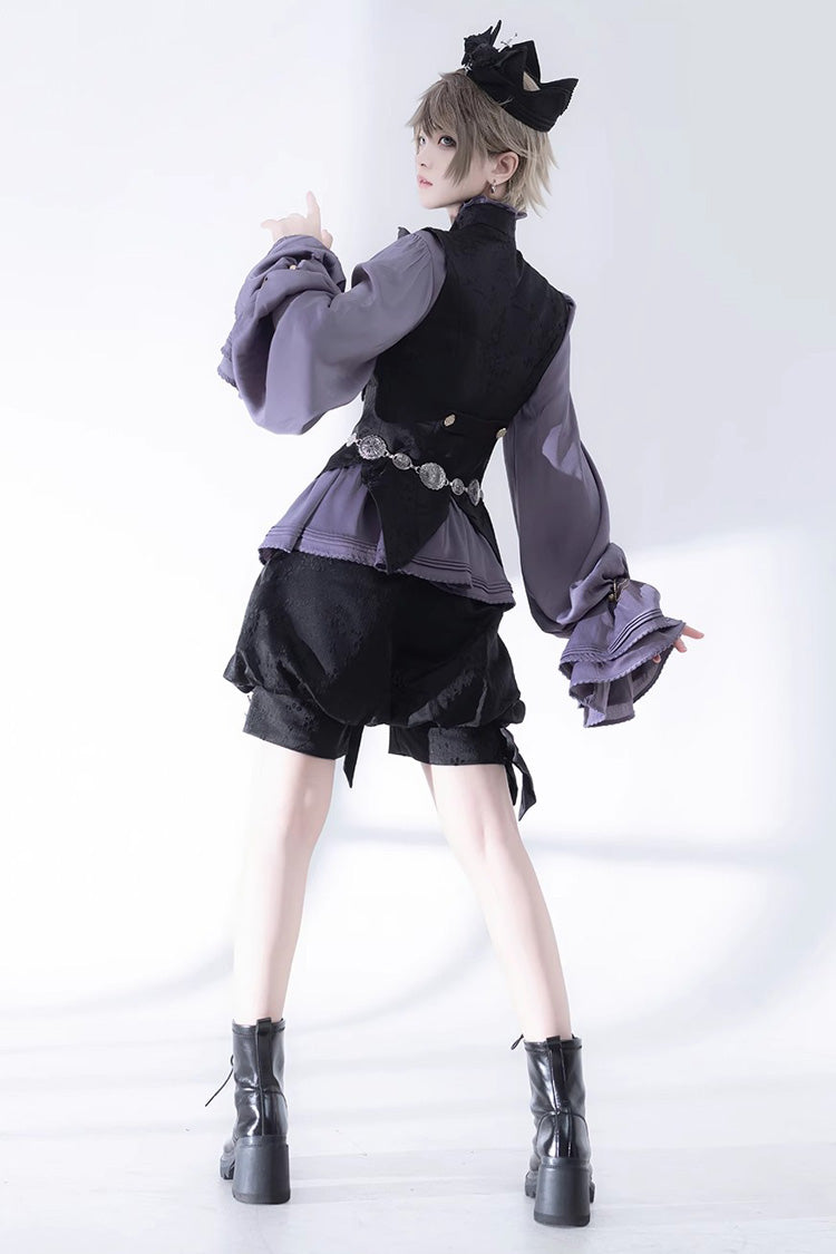 Violet Hunting Rabbits Bow-Trimmed Ouji Gothic Blouse
