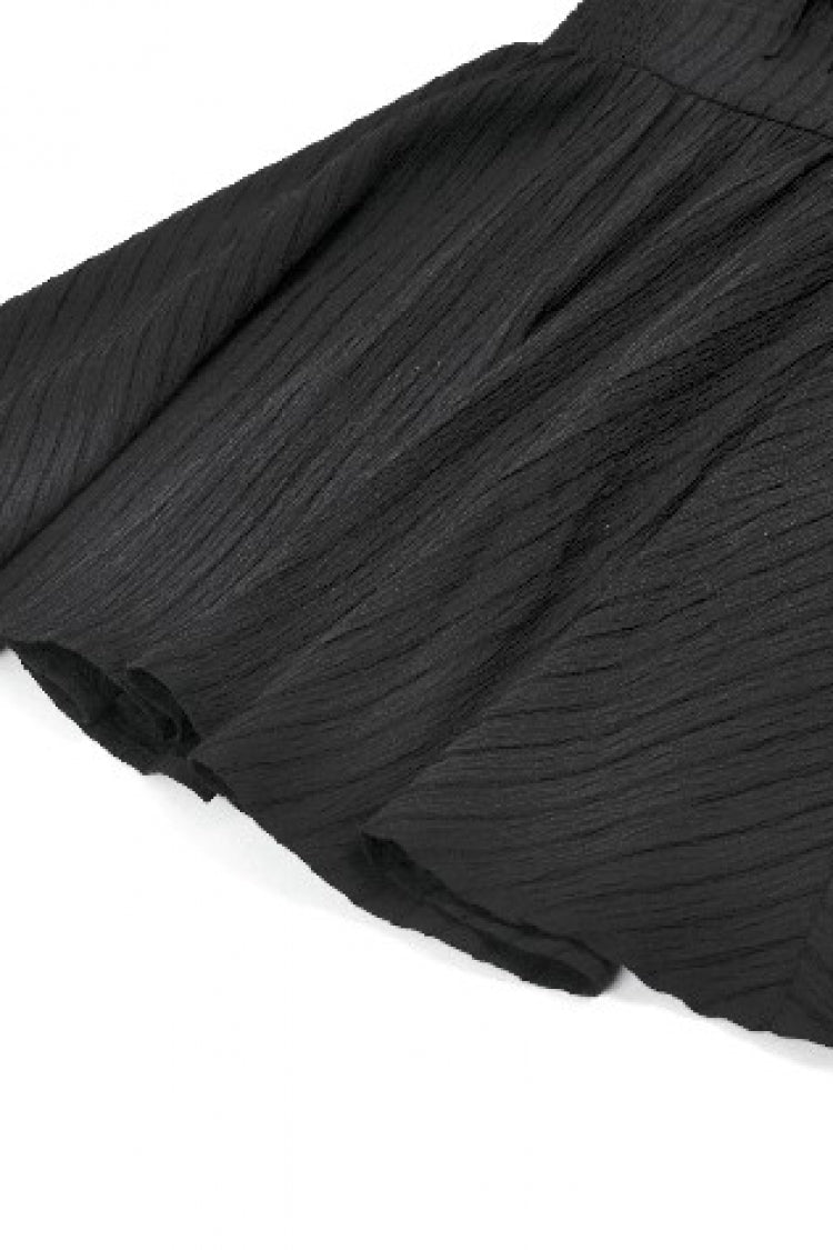Cross Ruffled Short Sleeve Gothic Graduation Dress for Women Lace