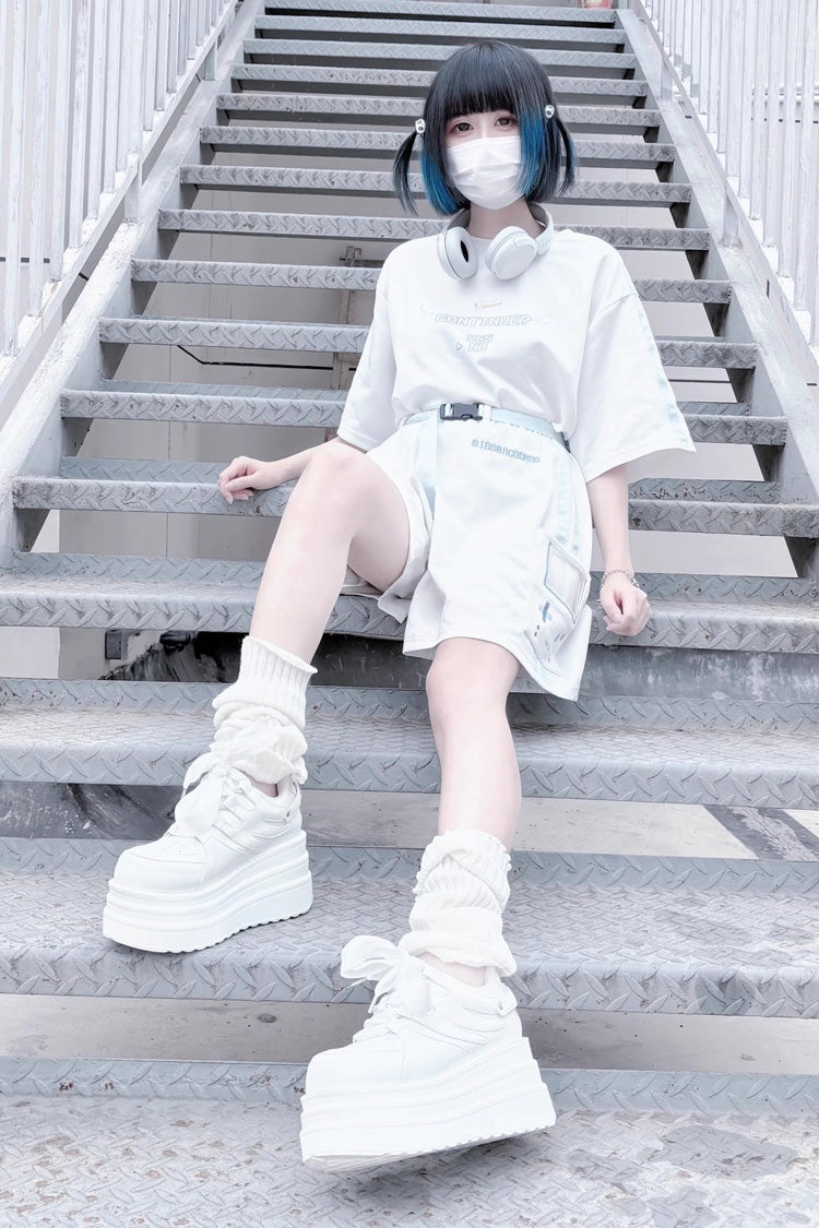 College Lace-Up Sweet Jirai Kei Platforms - 2 Colors