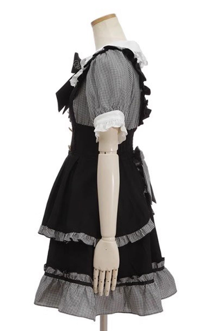 Sweet Lolita Dress with Puff Sleeves and Bow Accents