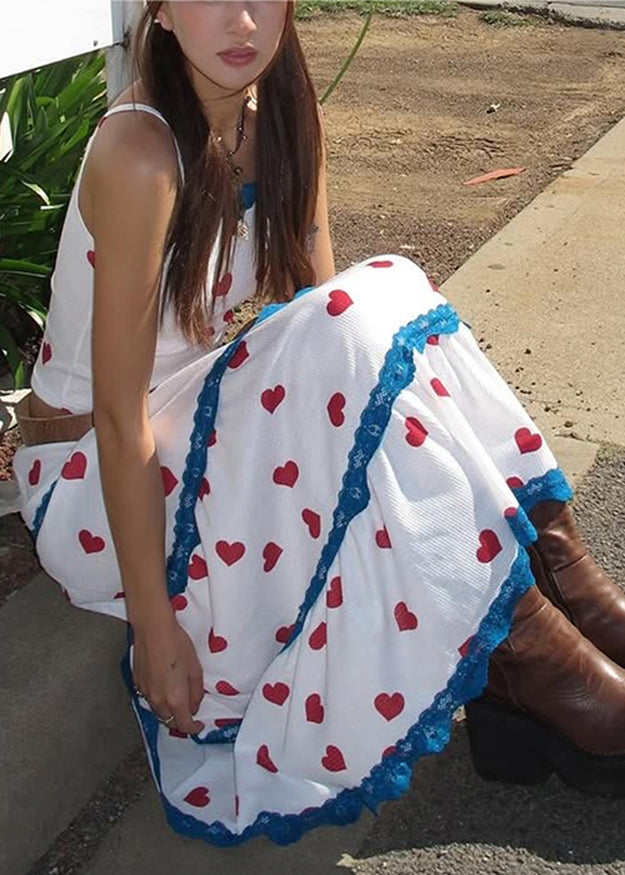 Summer Beautiful And Set Two Vest Print Skirts White Pieces Maxi