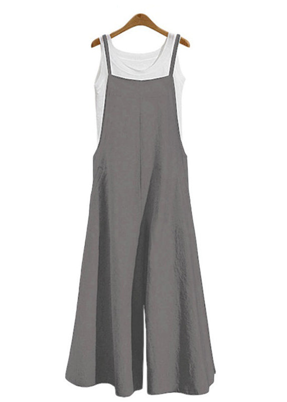 Neck Army Slash Jumpsuit Sleeveless Solid Green Boho