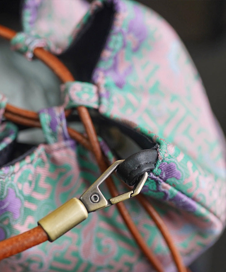 Print Bag Bucket Versatile Silk Boho Drawstring