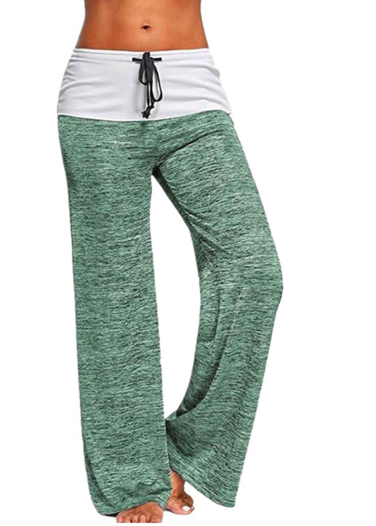 Summer Casual Grey Patchwork Cotton Drawstring Pants