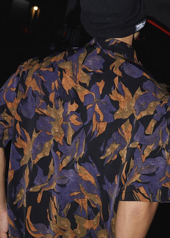 Summer Shirt Print Peter Chic Pan Cotton Men Collar