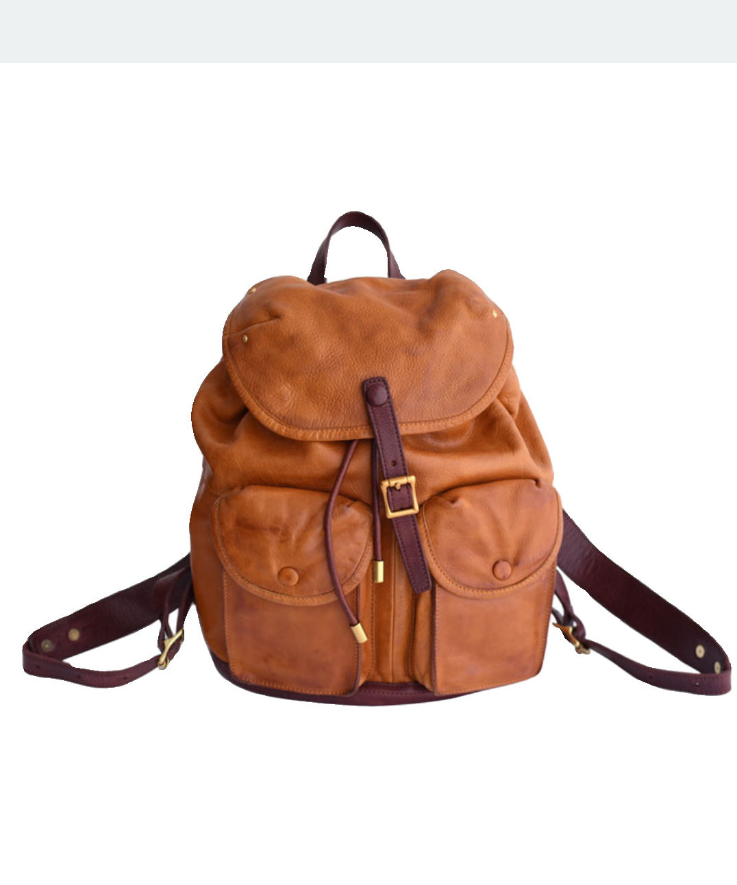 Backpack Capacity DIY Large Pockets Leather Bag Yellow