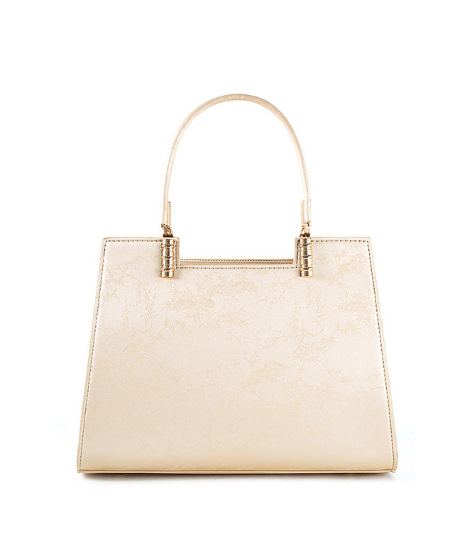 Beige Elegant Jacquard Versatile Tote Bag