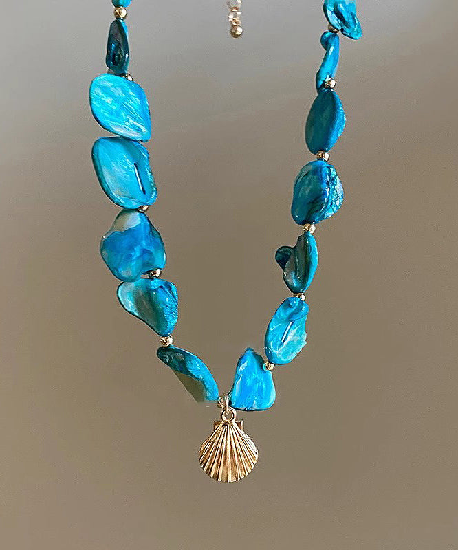 Necklace Pendant Silver Starfish Shell Blue Overgild Sterling Fashion
