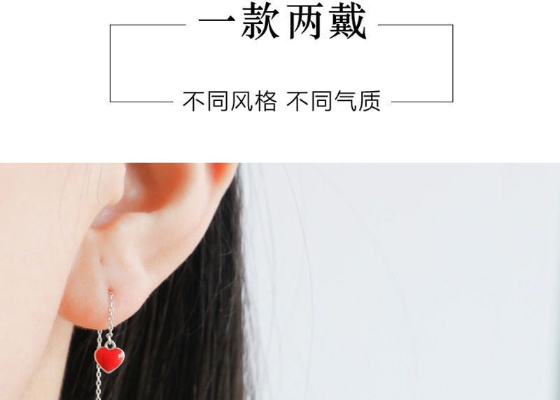 Sterling 925 Drop Earring Heart Silver