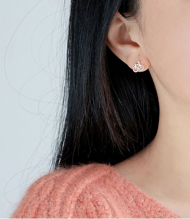 Silver Bicycle Sterling 925 Earring