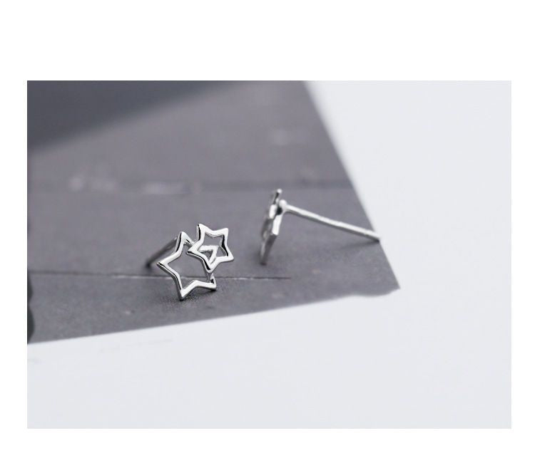 Star Earring Sterling Double Silver 925