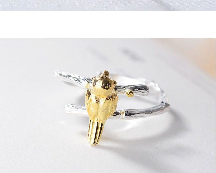 Silver Bird 925 Gold Open Plated Ring Sterling
