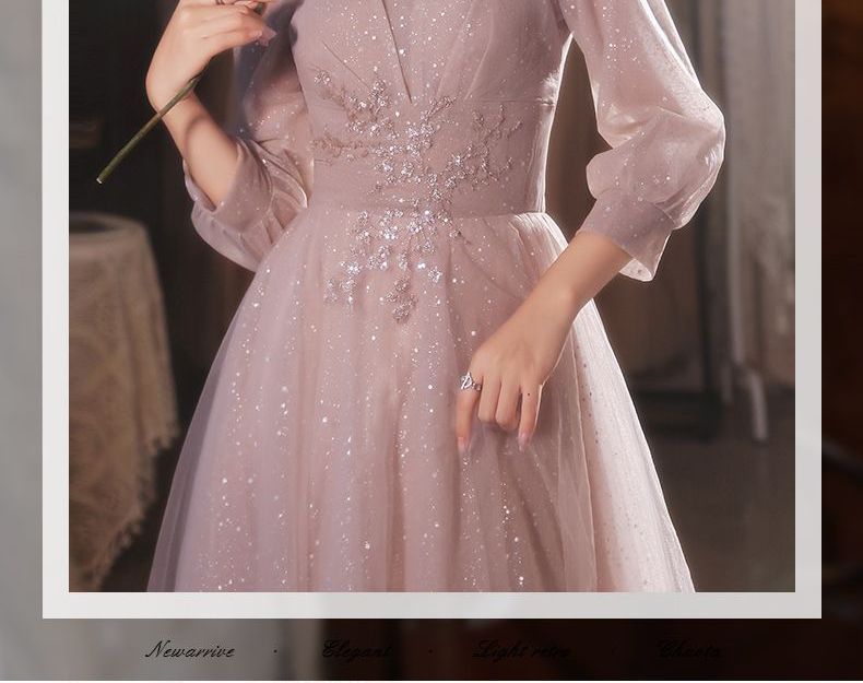 Gown (Various A-Line Designs) Floral Evening Embroidered Puff-Sleeve