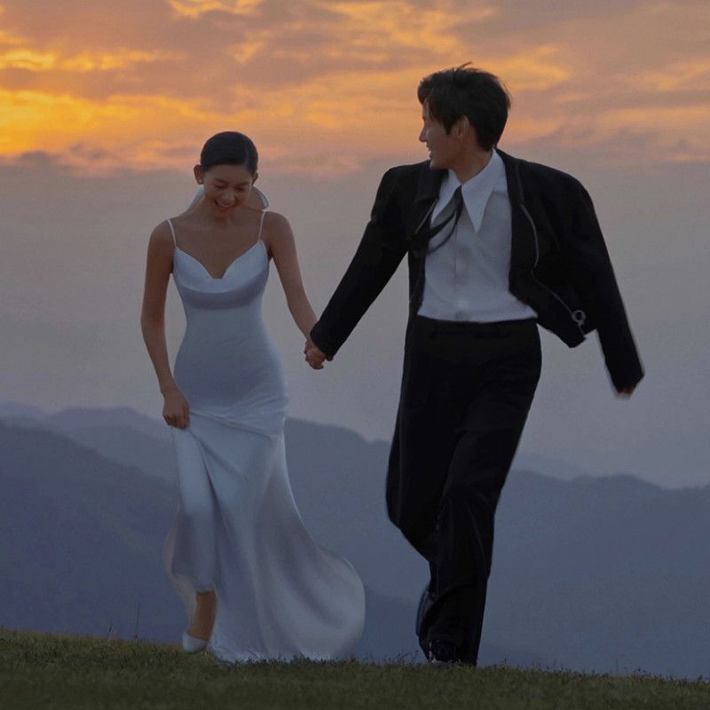 A-Line Strap Gown Wedding Backless Spaghetti