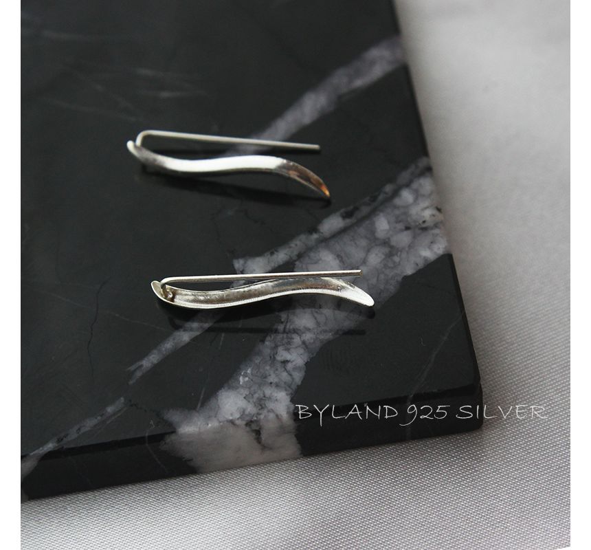 Through Earring Wave Pull Sterling Silver