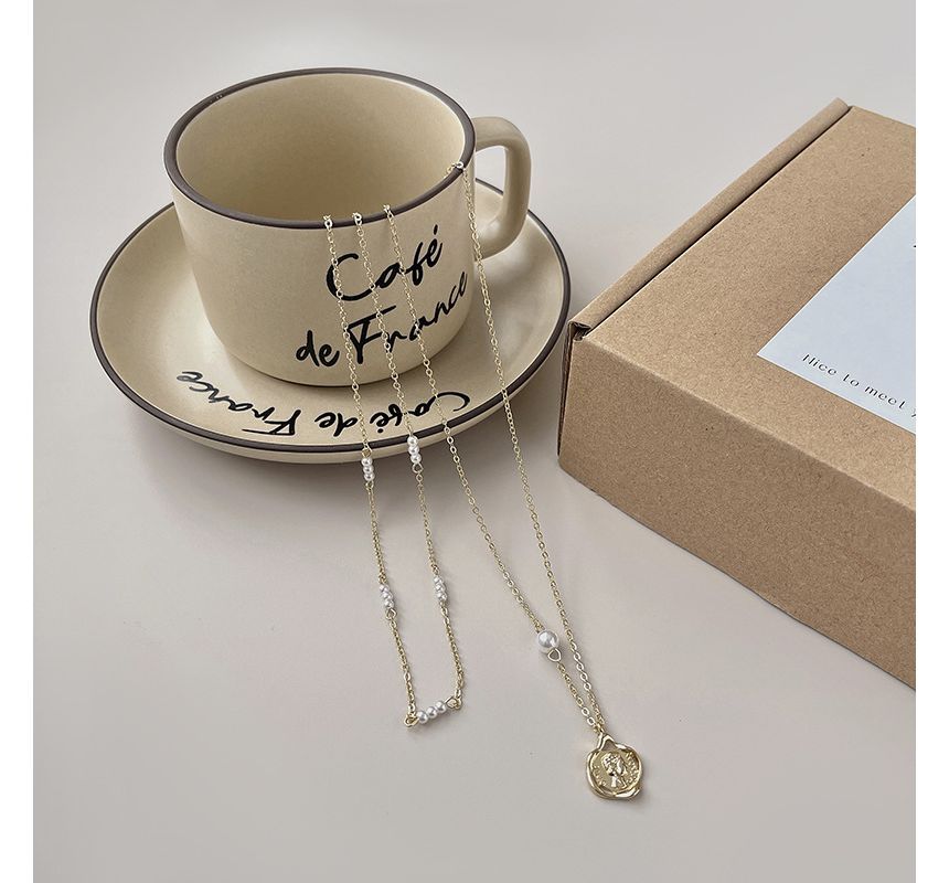 Necklace Floral Pearl Faux