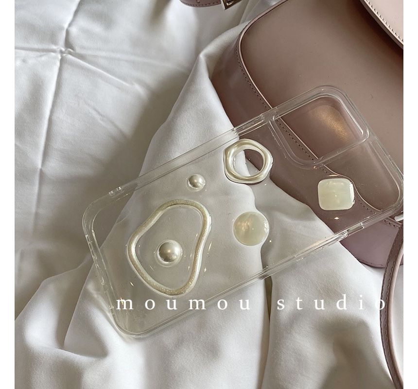 Transparent Faux Pearl Phone Case