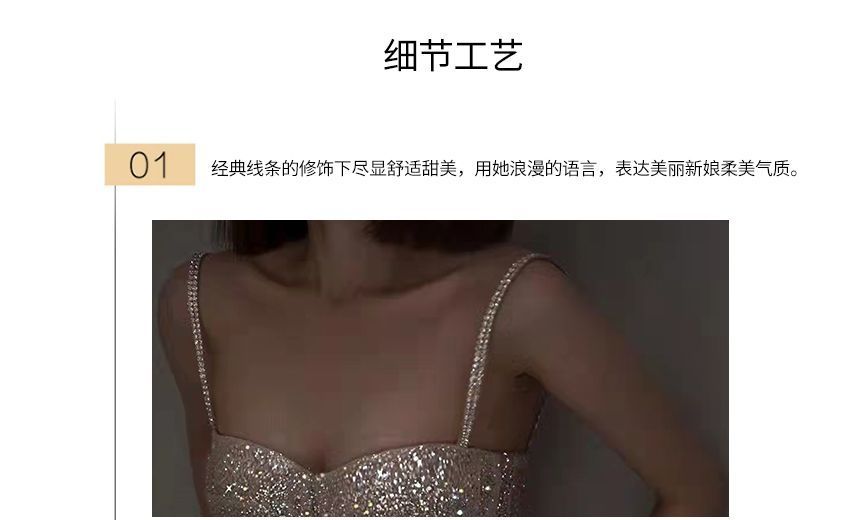 Evening Gown Spaghetti Rhinestone Sequined A-Line Strap