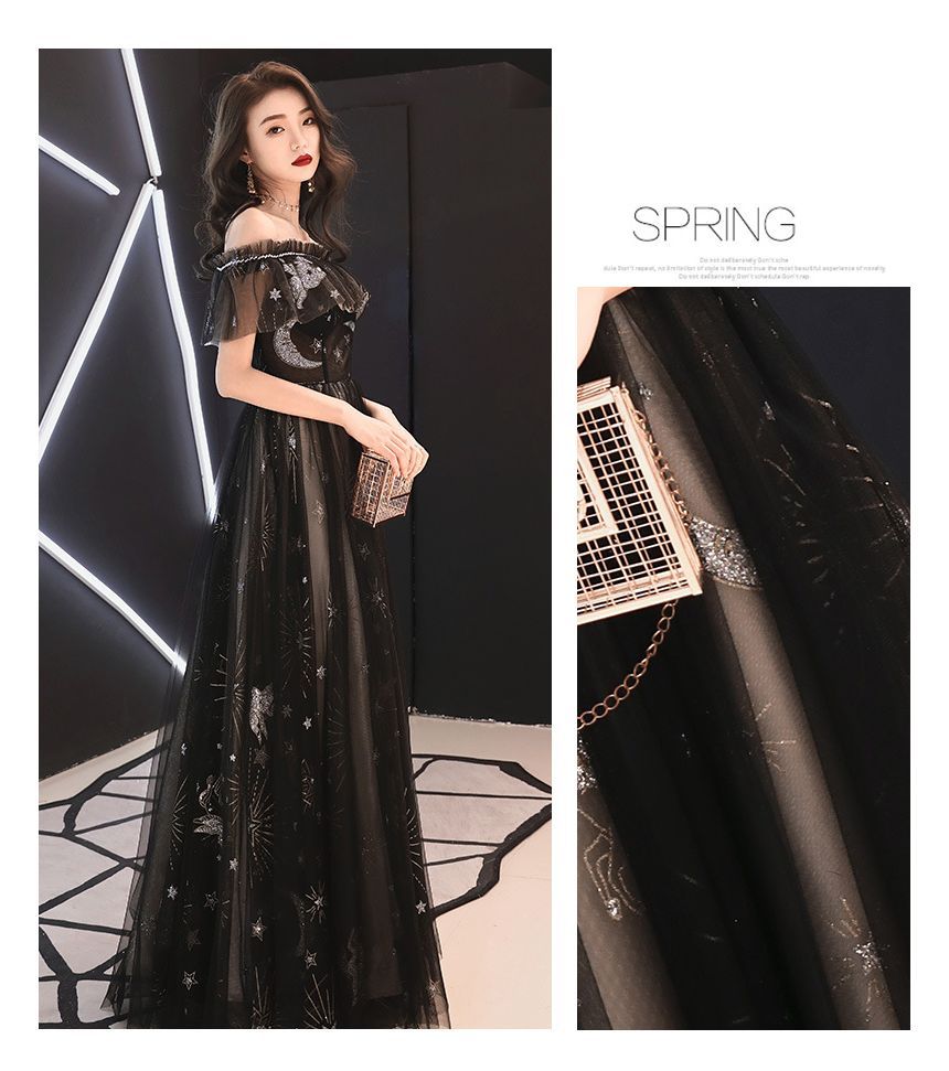 Print Gown A-Line Evening Star Off-Shoulder