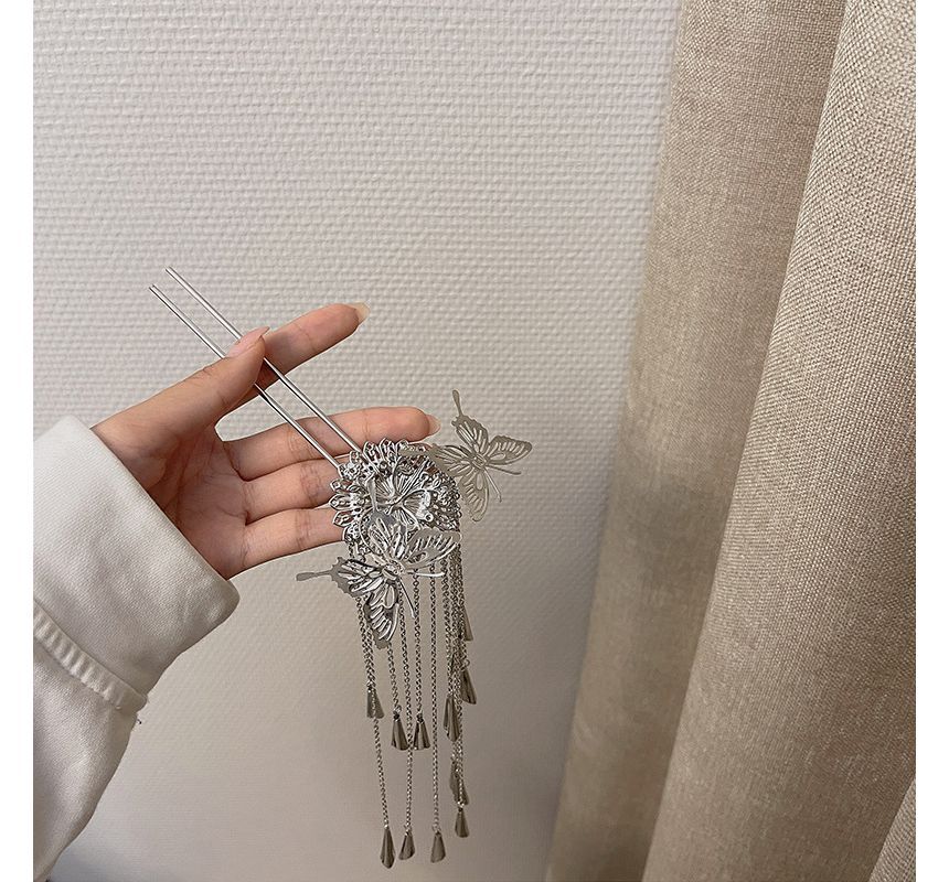 Alloy Fringed Stick Butterfly Hair