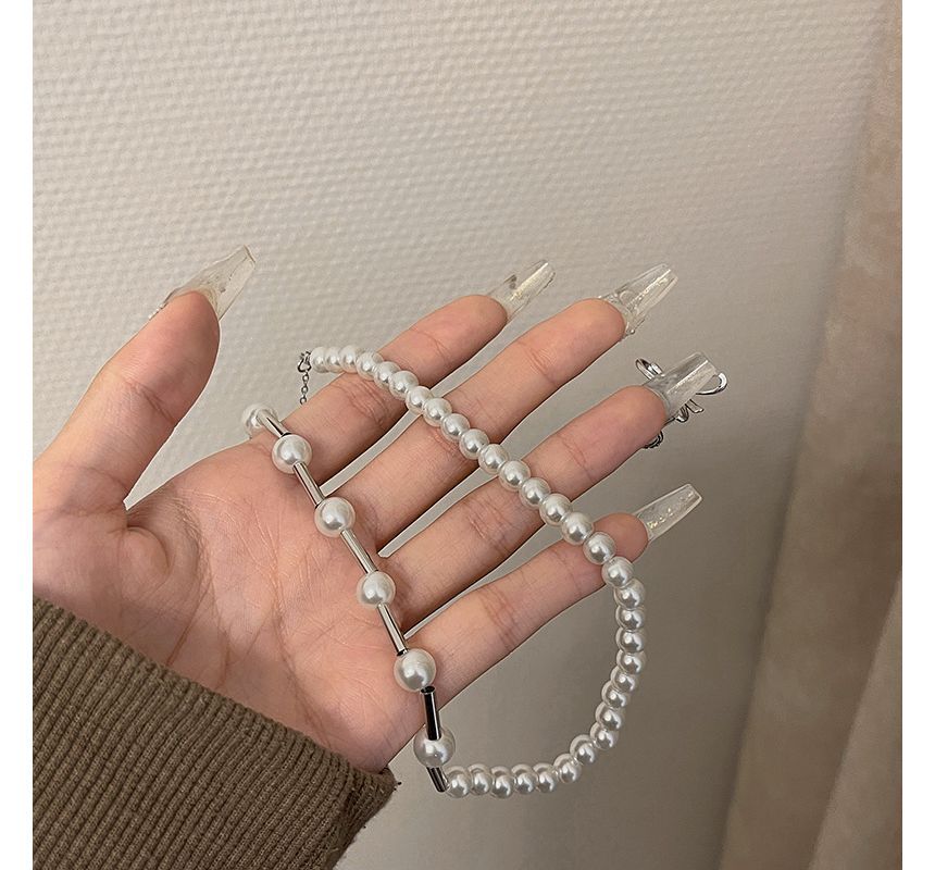 Choker Alloy Faux Pearl