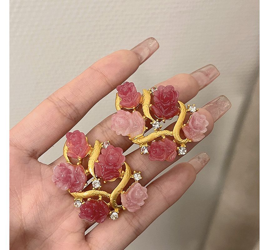 Flower Stud Earring Rhinestone