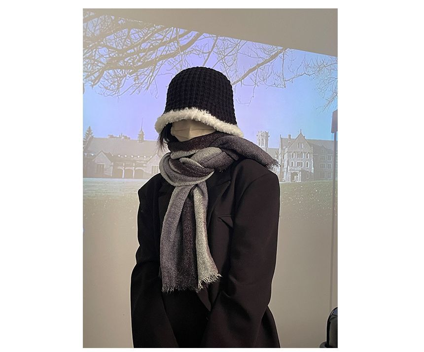 Fluffy Knit Trim Hat Cloche