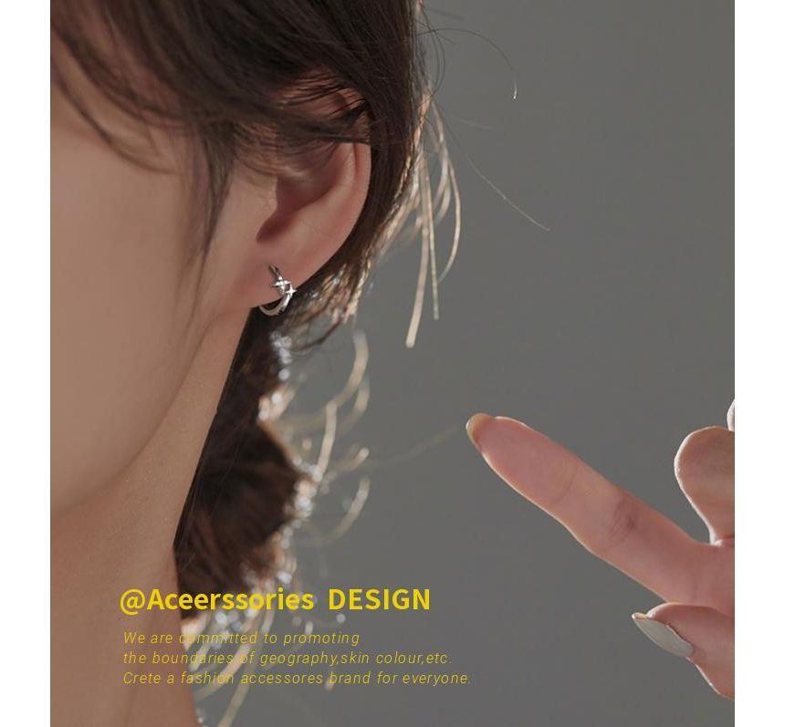 Star Hoop Silver Sterling Earring