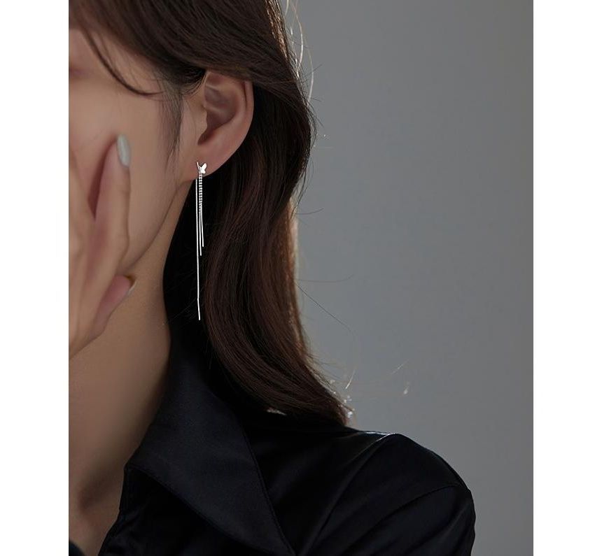 Fringed Silver Earring Sterling Butterfly