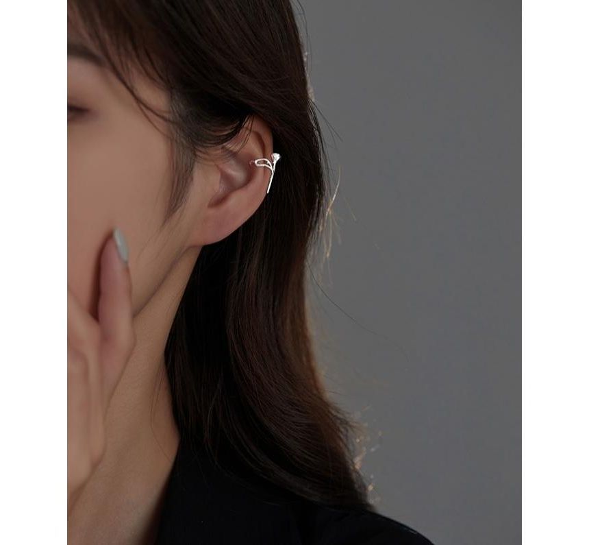 Rose Sterling Earring Cuff Silver